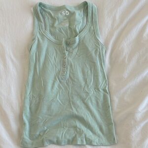 SO Mint Green Ribbed Tank Top